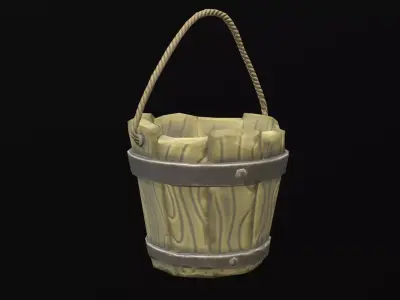 Wooden bucket Free low-poly 3D model purchase