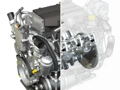 Diesel Turbo Engine with Interior Parts 3D model