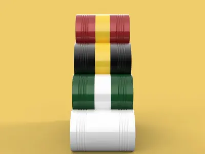 STEEL DRUM BARREL STACKED VARIOUS COLOR GALLON GAS TANK OIL FUEL 3D model