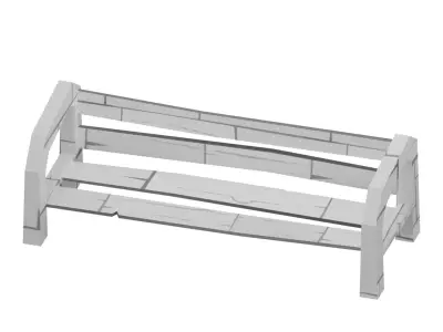 Stylized wooden bench low-poly game ready Low-poly 3D model
