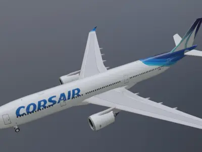 Corsair airbus a330-900neo model with cockpit Low-poly 3D model