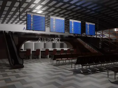 Airport interior Low-poly 3D model