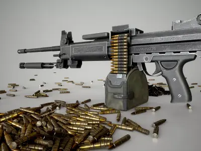 Negev Machine Gun Low-poly 3D model