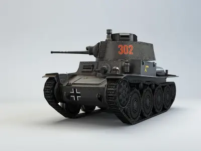 Low Poly Panzer 38t Light Tank Low-poly 3D model