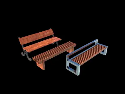  Garden Bench Low-poly 3D model
