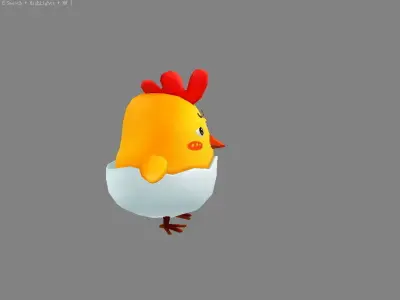 Cartoon chicken Low-poly 3D model