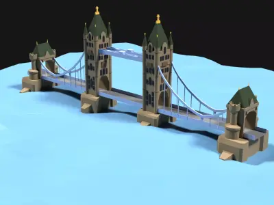 Lowpoly Tower Bridge Low-poly 3D model