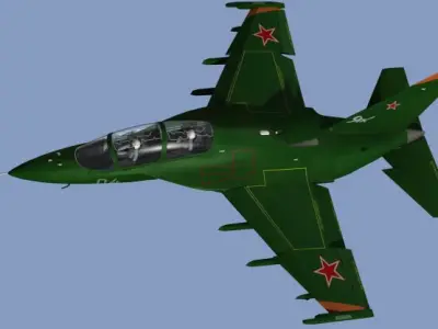 Yakovlev Yak-130 trainer military jet Low-poly 3D model