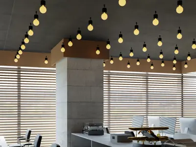 Modern Office Interior with Pantry and Meeting Room 3D model