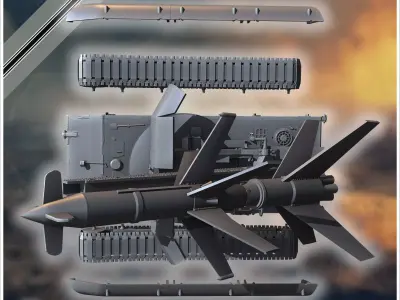 E-100 mit Raketenwerfer R-1 Rakete Entwicklung rocket artillery 3D print model