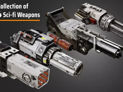 4 Sci-Fi Weapons 3D model