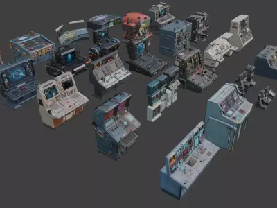Sci-Fi Consoles and Control Panels 3D model