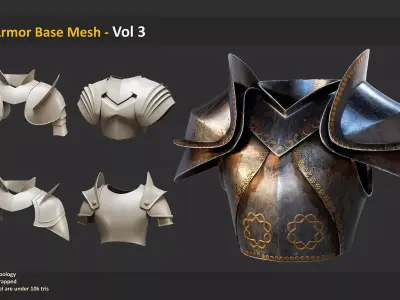 30 Armor Base Mesh - Vol 3 Low-poly 3D model