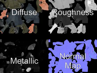 Military Operative Rigged and Animated D Character Model Low-poly 3D model