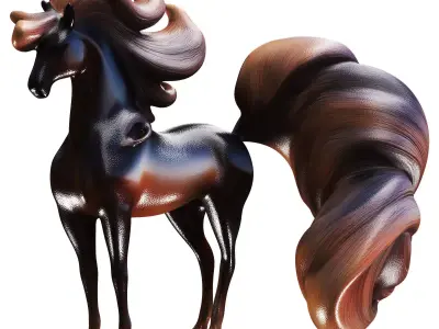 Horse statue Low-poly 3D model