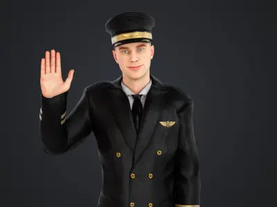 Aircraft pilot Low-poly 3D model