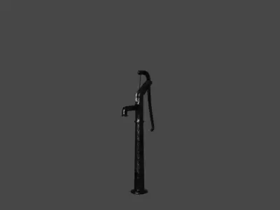Game ready low poly tall water hand pump Low-poly 3D model
