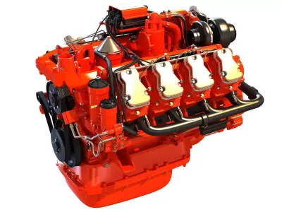 Diesel Engine of 8 Cylinder Power Generation 3D model