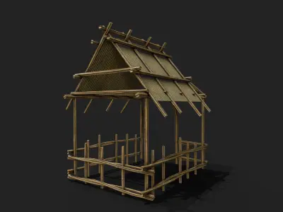 Bamboo Shelter 6 Low-poly 3D model