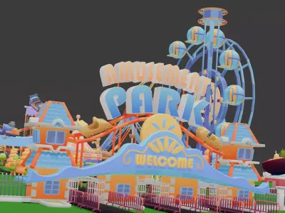 Cartoon Park for 3D Low-poly 3D model