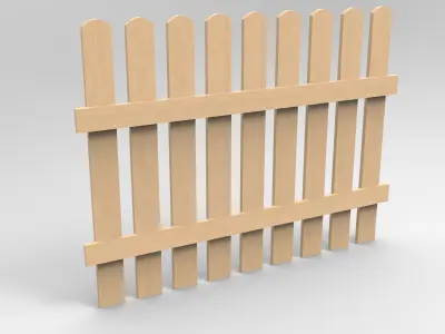 Wooden Fence Low-poly 3D model