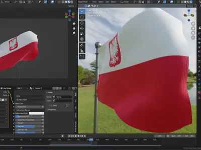 Animated Poland Flags 3D model 3D model