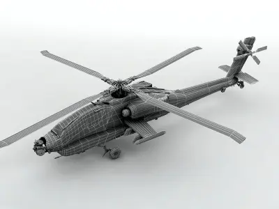  AH 64 Apache Helicopter  Low-poly 3D model