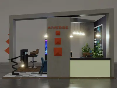 Futuristic AI Technology Exhibition Stand - 3D Model 3D model