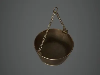Medieval Cauldron - Hanging Low-poly 3D model