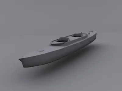 WW2 canoe Low-poly 3D model