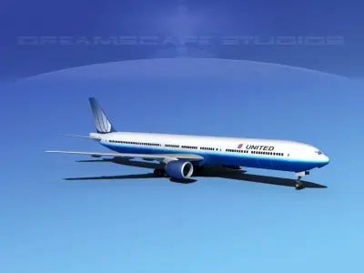 Boeing 777-300 United Airlines 3D model