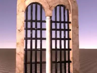 Window with bars Low-poly 3D model