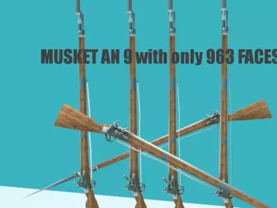 FRENCH MUSKET Low Poly 3D model