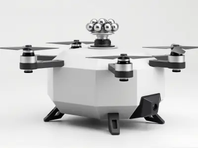 Hexagonal Rotorcraft Drone with Sensor Array Low-poly 3D model