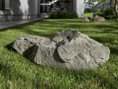  Cool Toned Curved Low Large Rock Boulder Model 