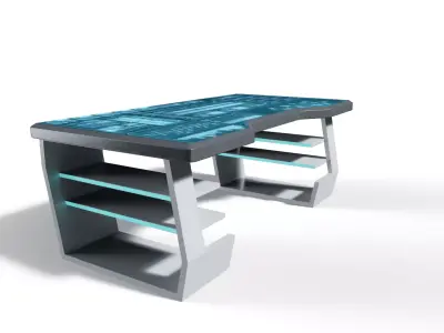 Sci-Fi Computer Desk Low-poly 3D model