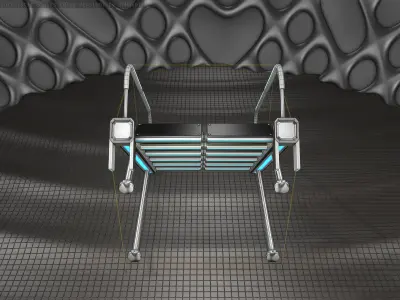 Sci-Fi Stairs - 17 - Silver Blue Neon Light Version Low-poly 3D model