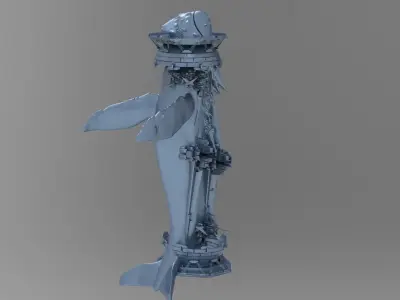Whale Deep sea Metal structure 3D model
