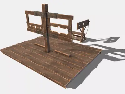 Medieval Stocks Low-poly 3D model