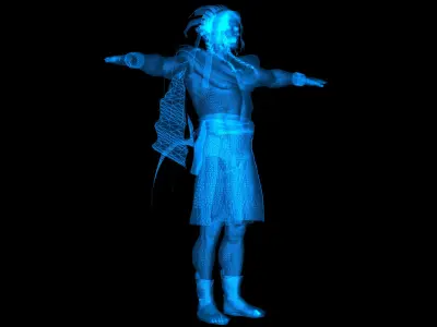 Native American Warrior Male 3D model