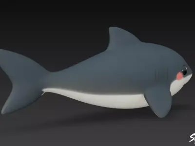 Cartoon Plush Shark Low-poly 3D model