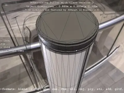Advertising Pillar with Glass 3 Low-poly 3D model