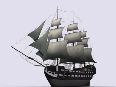 Fregat sailing ship Low-poly 3D model