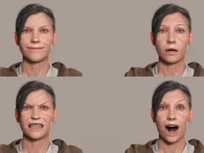 Elda Realistic Elderly Woman 3D Character Model Low-poly 3D model