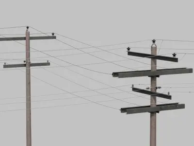 Utility Pole - Composite Mast with Double Crossarms 3D model