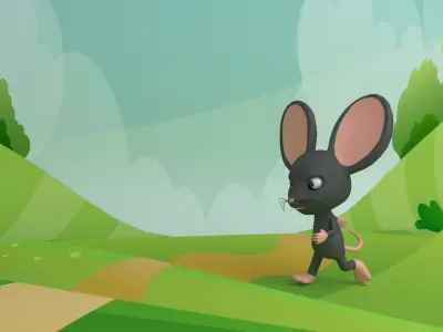 Cartoon Rat Rigged 3D Low-poly 3D model