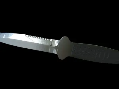 Low Poly Stainless Steel Tactical Combat Knife  Low-poly 3D model