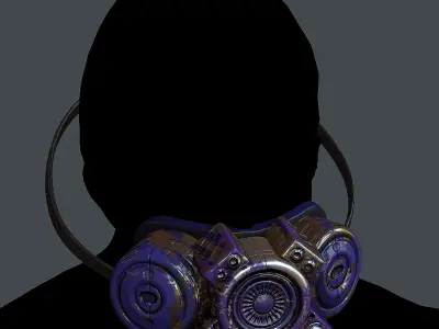 Gas mask helmet 3d model scifi Low-poly Low-poly 3D model 8