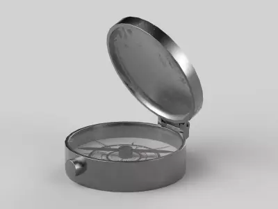 stylized compass Low-poly 3D model