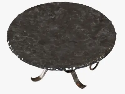 Custom made metal frame table with black basalt polished top 3D model